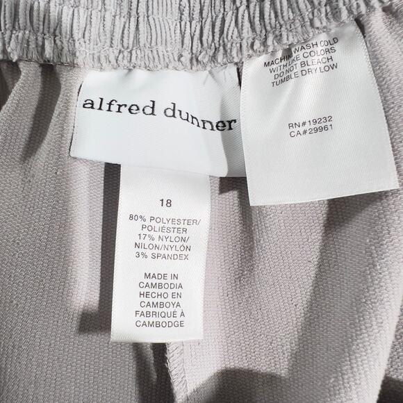 Alfred Dunner Pull On Pants Woman's 18 Elastic Back Waist Grey Corduroy Pockets - Picture 2 of 11